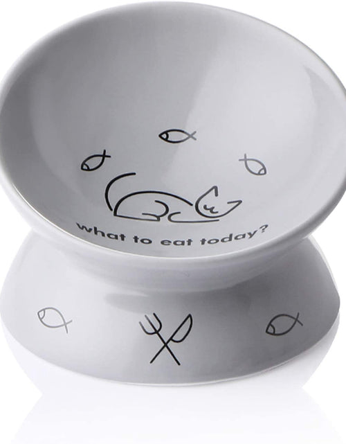 Load image into Gallery viewer, Sweejar Ceramic Raised Cat Bowls, Slanted Cat Dish Food or Water Bowls, Elevated Porcelain Pet Feeder Bowl Protect Cat'S Spine, Stress Free, Backflow Prevention (Grey)
