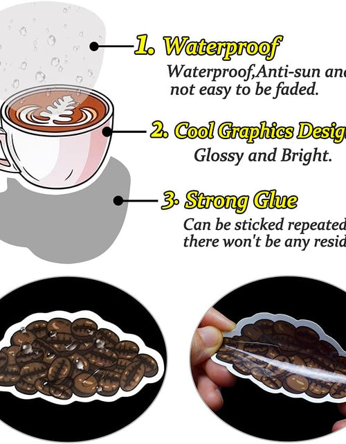 Load image into Gallery viewer, Coffee Stickers for Water Bottles Adults Coffee Stickers for Laptop Coffee Cup Stickers for Scrapbooking Coffee Vinyl Waterproof Stickers 50 Packs
