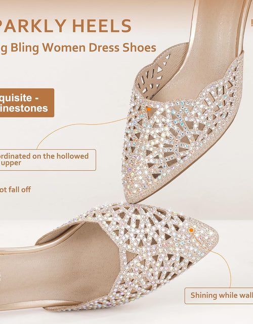 Load image into Gallery viewer, Women'S IN2 Candice Wedding Rhinestones Sequins Low Kitten Heels Pumps Dress Evening Shoes for Women Bridal Bride
