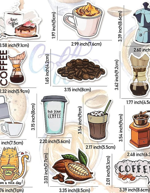 Load image into Gallery viewer, Coffee Stickers for Water Bottles Adults Coffee Stickers for Laptop Coffee Cup Stickers for Scrapbooking Coffee Vinyl Waterproof Stickers 50 Packs

