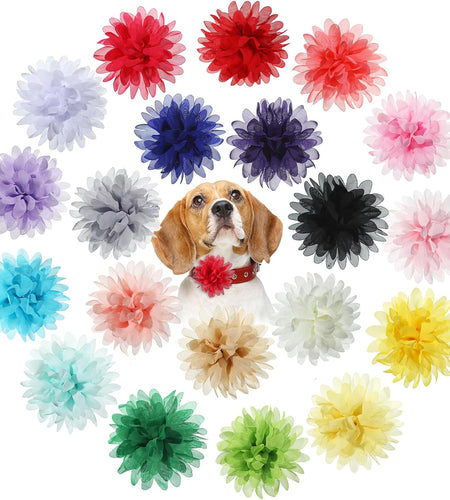 20 Pieces Dog Collar Flowers Pet Flower Bow Ties Multi-Color Dog Charms Flower for Puppy Dog Collar Grooming Accessories (12 Cm/ 4.7 Inch)