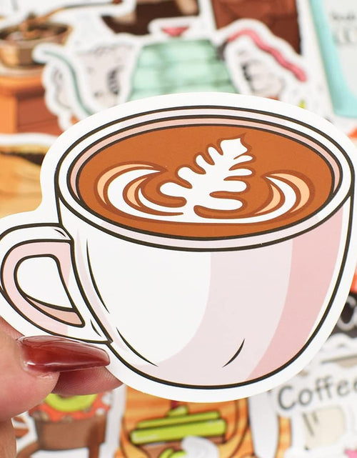 Load image into Gallery viewer, Coffee Stickers for Water Bottles Adults Coffee Stickers for Laptop Coffee Cup Stickers for Scrapbooking Coffee Vinyl Waterproof Stickers 50 Packs
