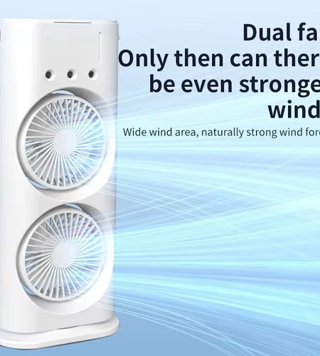 Breezeglow™ 2-In-1 Dual Mist Cooling Fan – Chill, Hydrate & Light up Your Space
